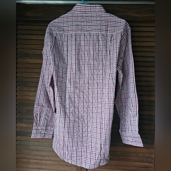 Samuel Windsor Red White Plaid Long Sleeve Mens Medium Button Down Dress Shirt - Picture 2 of 14